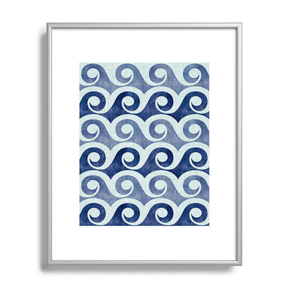 Indigo Geometric Beach Waves Framed Art Print Gallery Image 129
