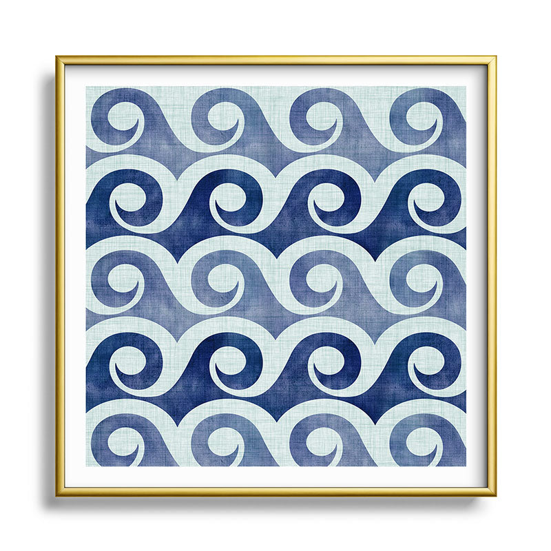 Indigo Geometric Beach Waves Framed Art Print Gallery Image 133