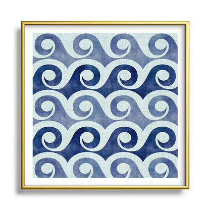 Indigo Geometric Beach Waves Framed Art Print Gallery Image 133