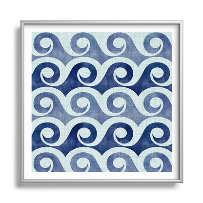 Indigo Geometric Beach Waves Framed Art Print Gallery Image 140