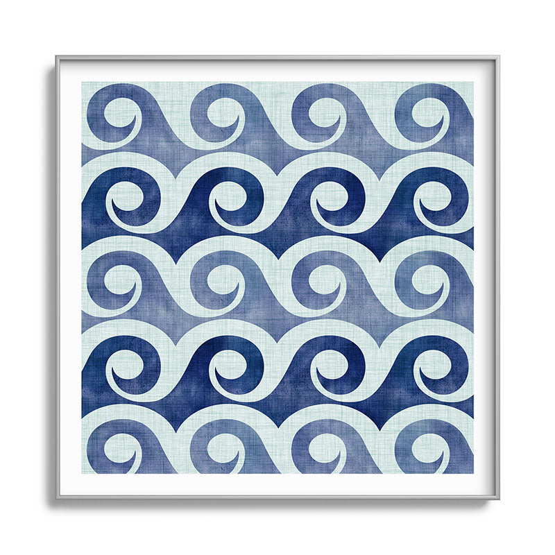 Indigo Geometric Beach Waves Framed Art Print Gallery Image 141