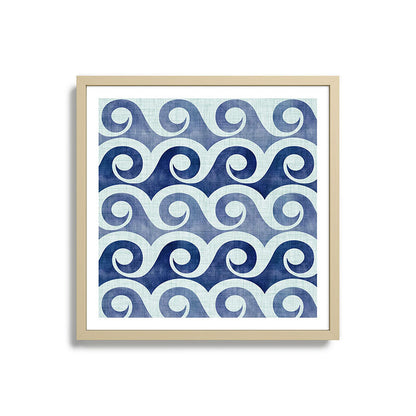 Indigo Geometric Beach Waves Framed Art Print Gallery Image 27