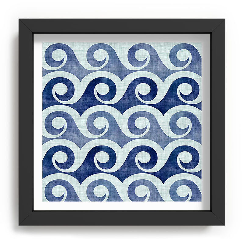 Indigo Geometric Beach Waves Framed Art Print Gallery Image 90