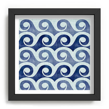Indigo Geometric Beach Waves Framed Art Print Gallery Image 90