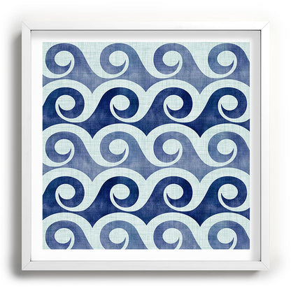 Indigo Geometric Beach Waves Framed Art Print Gallery Image 118