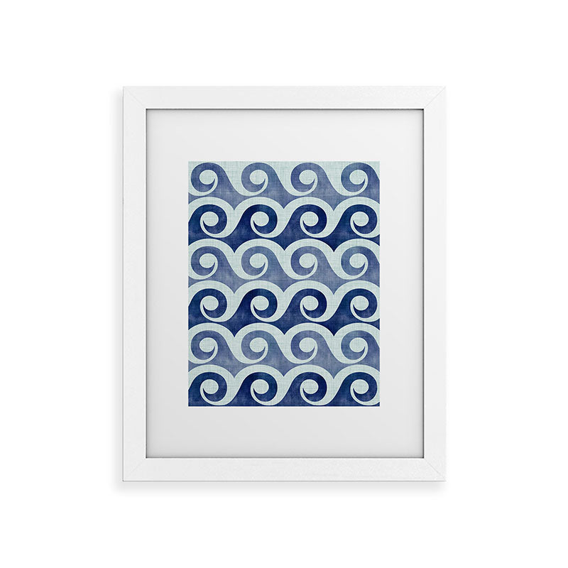 Indigo Geometric Beach Waves Framed Art Print Gallery Image 73