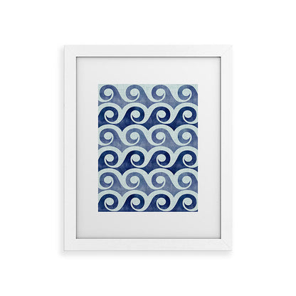 Indigo Geometric Beach Waves Framed Art Print Gallery Image 74