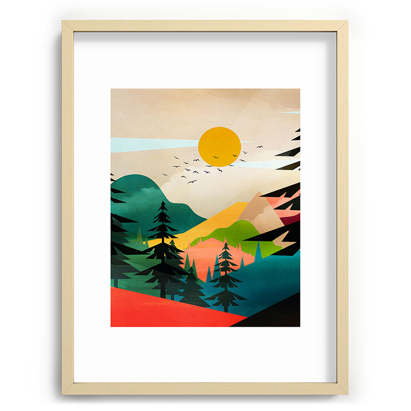 Colorful Morning in the Mountain Forest Framed Art Print Gallery Image 99