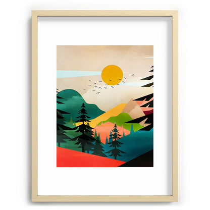 Colorful Morning in the Mountain Forest Framed Art Print Gallery Image 99