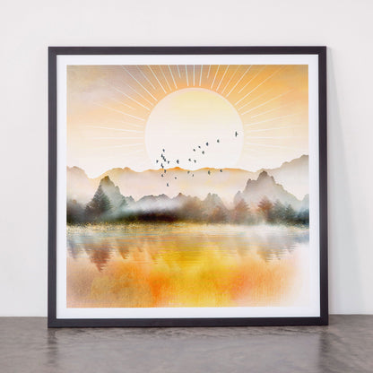 Lake Sunrise Framed Art Print Gallery Image 55