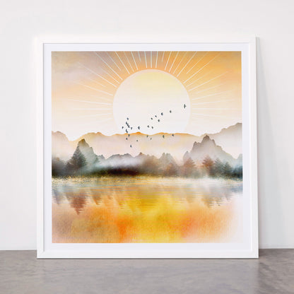 Lake Sunrise Framed Art Print Gallery Image 87