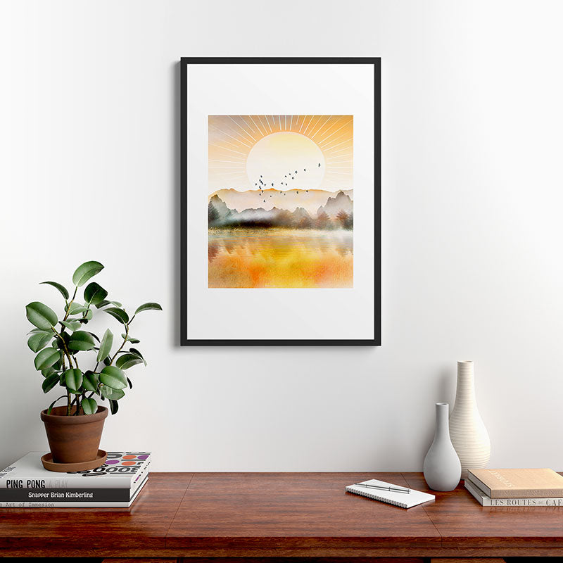 Lake Sunrise Framed Art Print Gallery Image 8