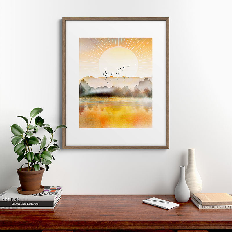 Lake Sunrise Framed Art Print Gallery Image 19