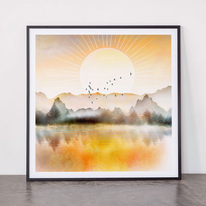 Lake Sunrise Framed Art Print Gallery Image 11
