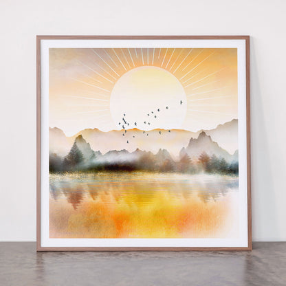 Lake Sunrise Framed Art Print Gallery Image 21