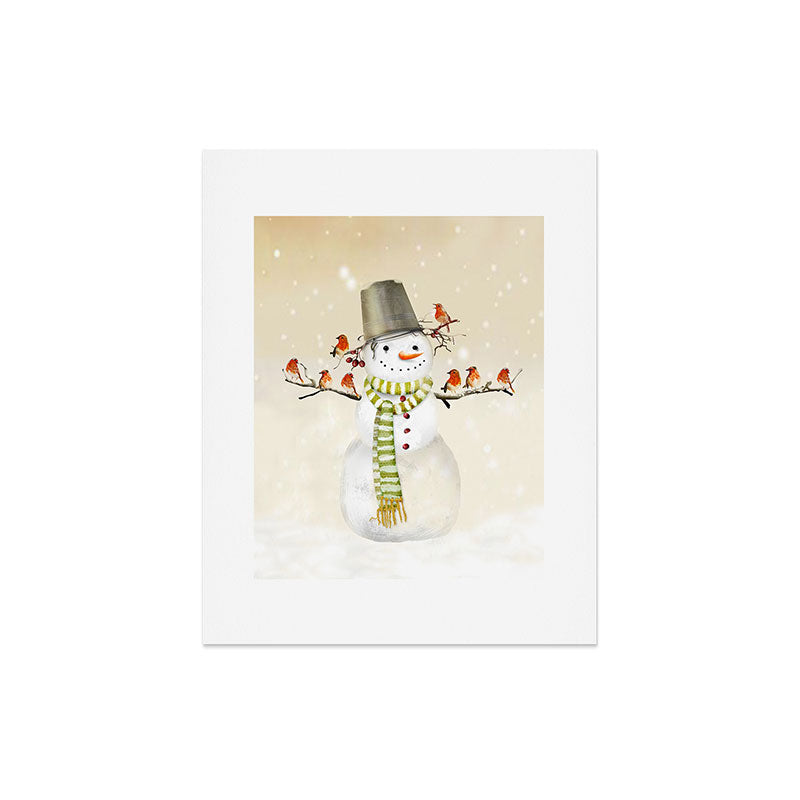 Snowman and Birds Art Print Gallery Image 6