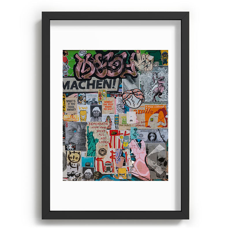 Sticker and graffiti wall background 2 - Berlin street art photography Framed Art Print Gallery Image 59