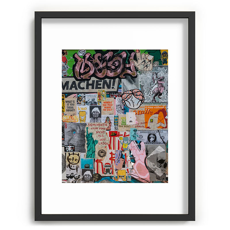 Sticker and graffiti wall background 2 - Berlin street art photography Framed Art Print Gallery Image 60