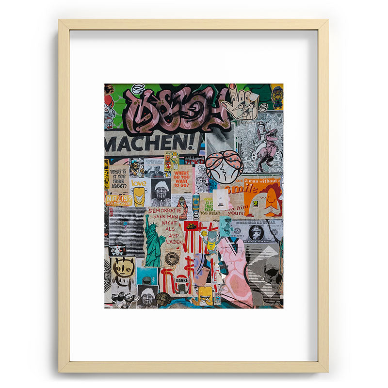 Sticker and graffiti wall background 2 - Berlin street art photography Framed Art Print Gallery Image 73
