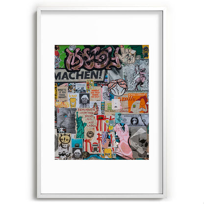 Sticker and graffiti wall background 2 - Berlin street art photography Framed Art Print Gallery Image 80