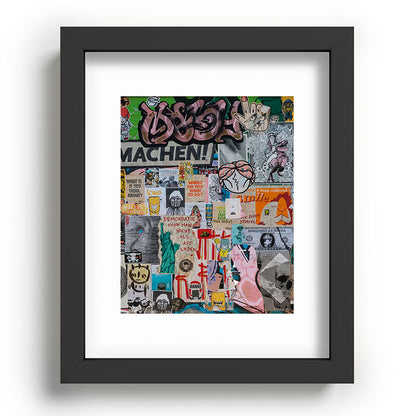 Sticker and graffiti wall background 2 - Berlin street art photography Framed Art Print Gallery Image 57
