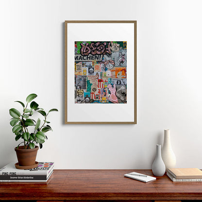 Sticker and graffiti wall background 2 - Berlin street art photography Framed Art Print Gallery Image 13