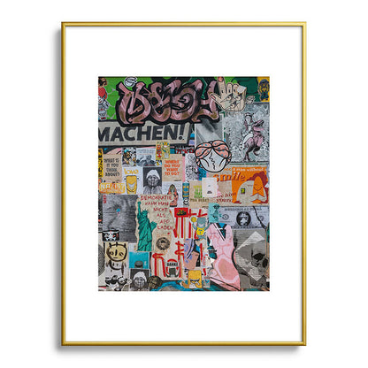 Sticker and graffiti wall background 2 - Berlin street art photography Framed Art Print Gallery Image 92