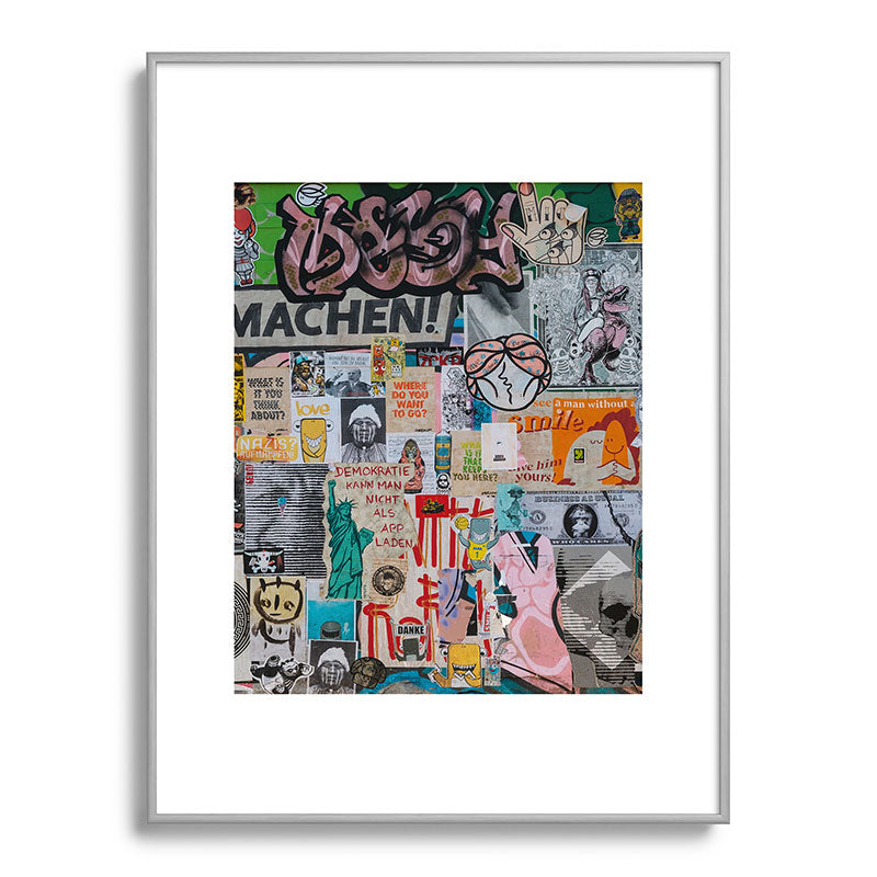 Sticker and graffiti wall background 2 - Berlin street art photography Framed Art Print Gallery Image 98