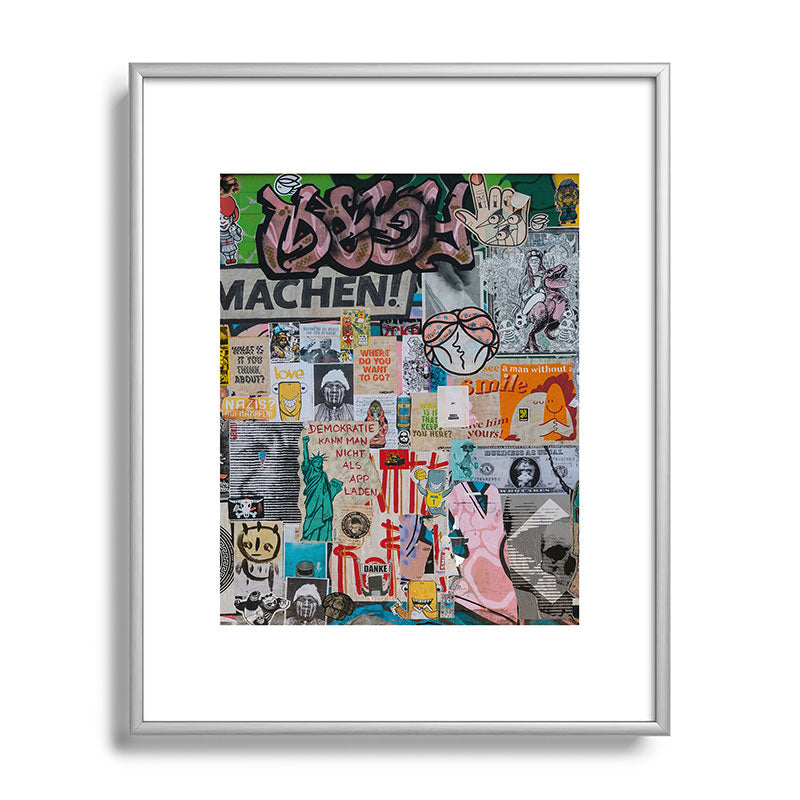 Sticker and graffiti wall background 2 - Berlin street art photography Framed Art Print Gallery Image 96