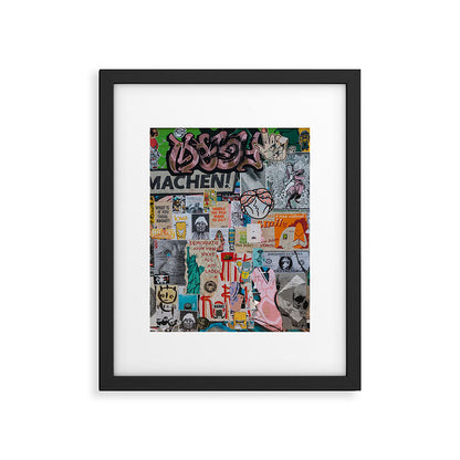 Sticker and graffiti wall background 2 - Berlin street art photography Framed Art Print Gallery Image 4