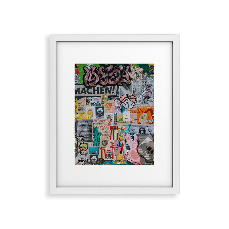 Sticker and graffiti wall background 2 - Berlin street art photography Framed Art Print Gallery Image 26