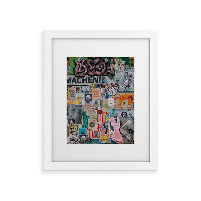 Sticker and graffiti wall background 2 - Berlin street art photography Framed Art Print Gallery Image 53