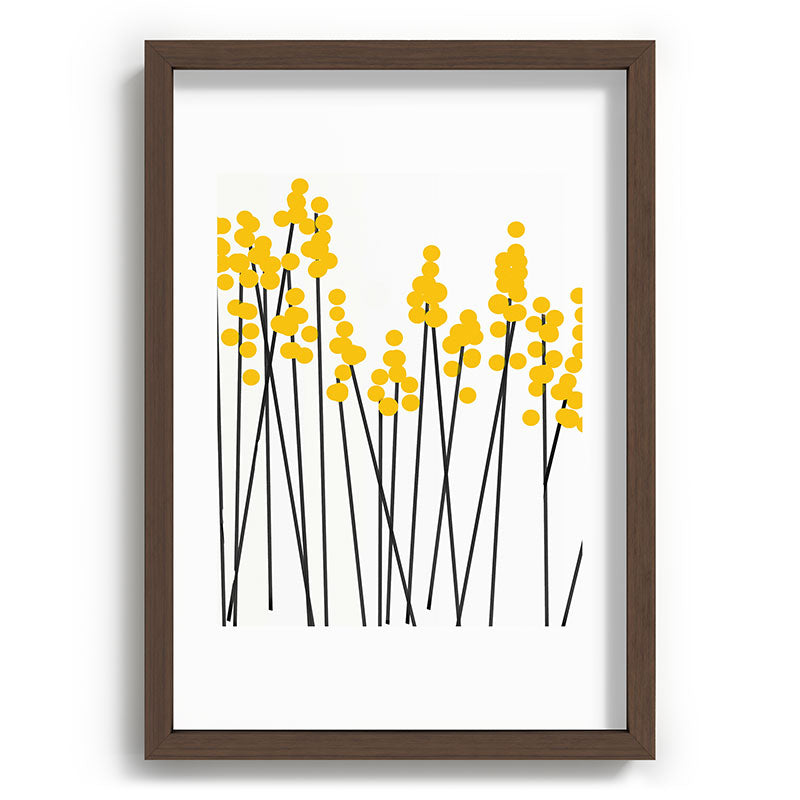 Hello Spring! Yellow/Black Retro Plants on White #decor #society6 #buyart Framed Art Print Gallery Image 89