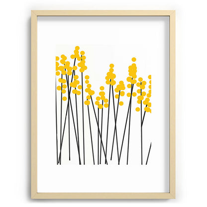 Hello Spring! Yellow/Black Retro Plants on White #decor #society6 #buyart Framed Art Print Gallery Image 100