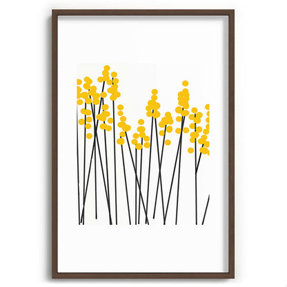 Hello Spring! Yellow/Black Retro Plants on White #decor #society6 #buyart Framed Art Print Gallery Image 94