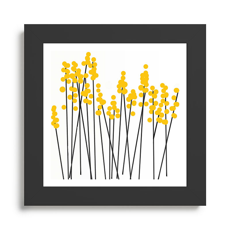 Hello Spring! Yellow/Black Retro Plants on White #decor #society6 #buyart Framed Art Print Gallery Image 46
