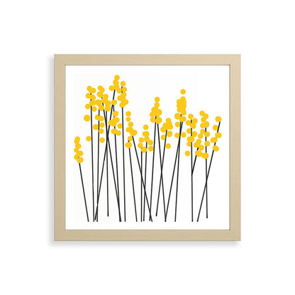 Hello Spring! Yellow/Black Retro Plants on White #decor #society6 #buyart Framed Art Print Gallery Image 71