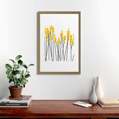 Hello Spring! Yellow/Black Retro Plants on White #decor #society6 #buyart Framed Art Print Gallery Image 56