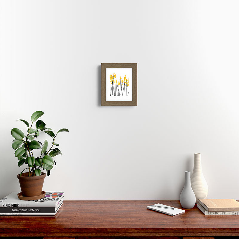 Hello Spring! Yellow/Black Retro Plants on White #decor #society6 #buyart Framed Art Print Gallery Image 49