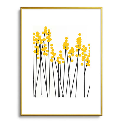 Hello Spring! Yellow/Black Retro Plants on White #decor #society6 #buyart Framed Art Print Gallery Image 125