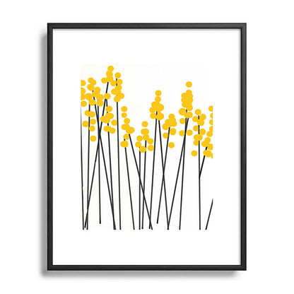 Hello Spring! Yellow/Black Retro Plants on White #decor #society6 #buyart Framed Art Print Gallery Image 111