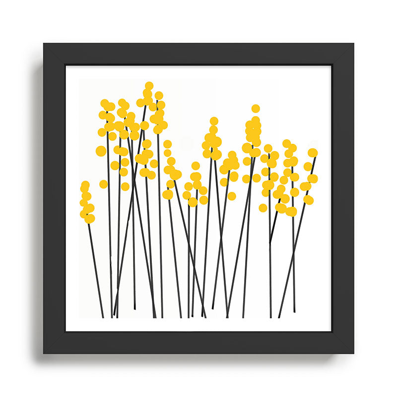 Hello Spring! Yellow/Black Retro Plants on White #decor #society6 #buyart Framed Art Print Gallery Image 2