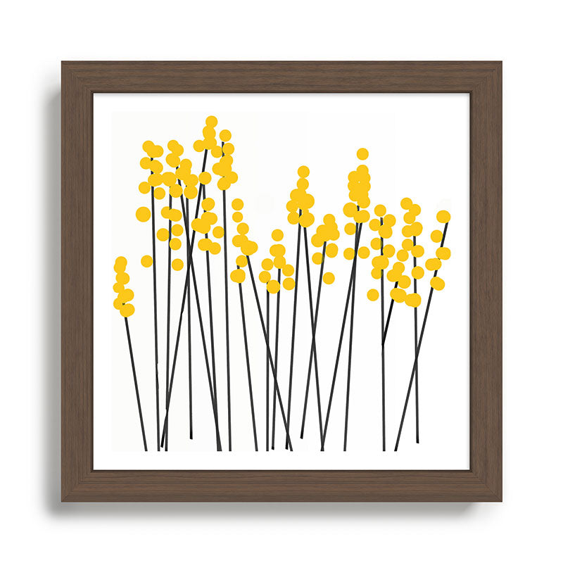 Hello Spring! Yellow/Black Retro Plants on White #decor #society6 #buyart Framed Art Print Gallery Image 13