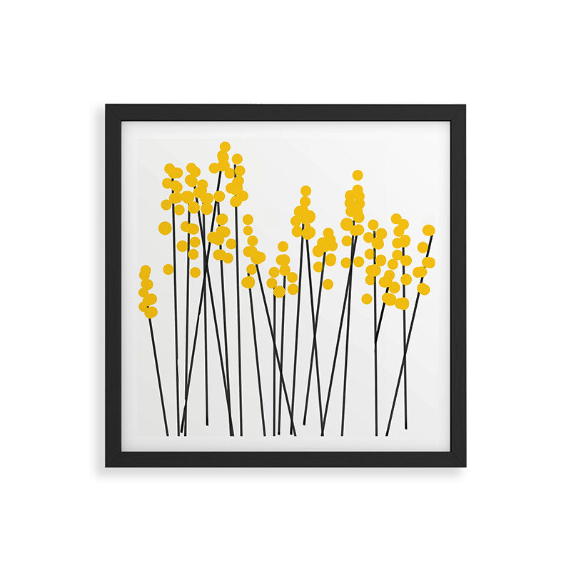 Hello Spring! Yellow/Black Retro Plants on White #decor #society6 #buyart Framed Art Print Gallery Image 7