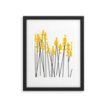 Hello Spring! Yellow/Black Retro Plants on White #decor #society6 #buyart Framed Art Print Gallery Image 1