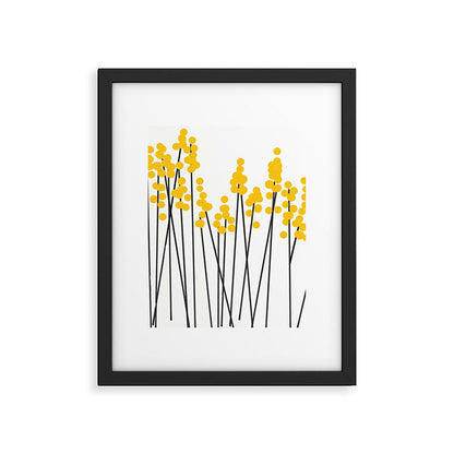 Hello Spring! Yellow/Black Retro Plants on White #decor #society6 #buyart Framed Art Print Gallery Image 5