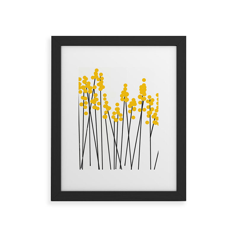 Hello Spring! Yellow/Black Retro Plants on White #decor #society6 #buyart Framed Art Print Gallery Image 40