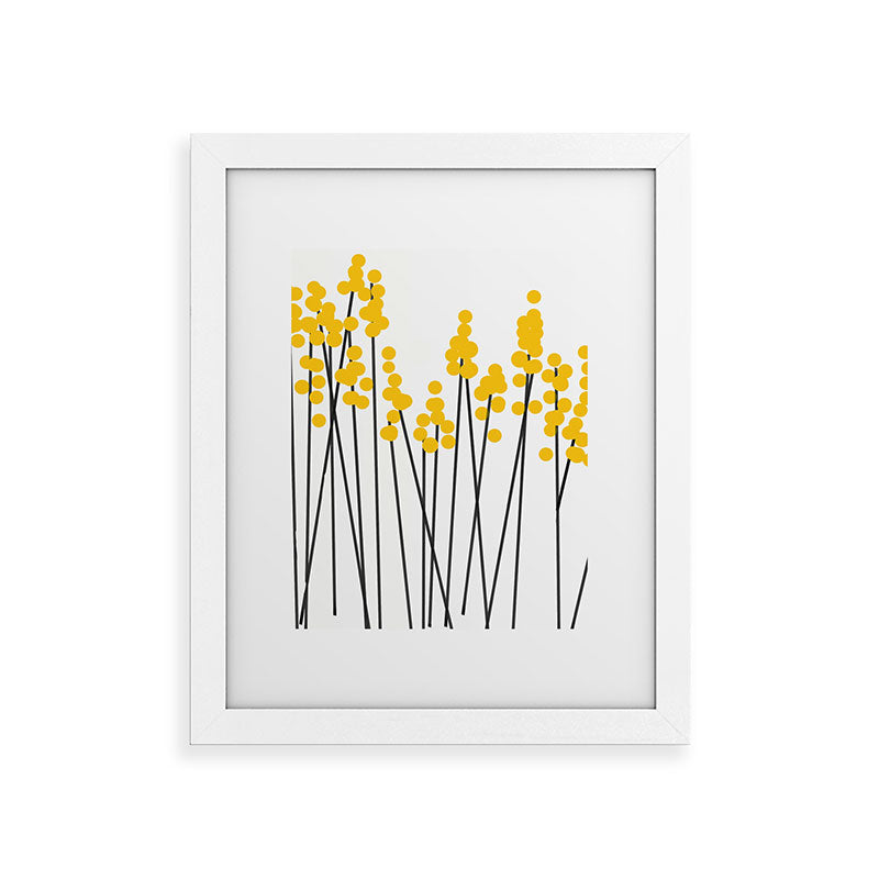 Hello Spring! Yellow/Black Retro Plants on White #decor #society6 #buyart Framed Art Print Gallery Image 70