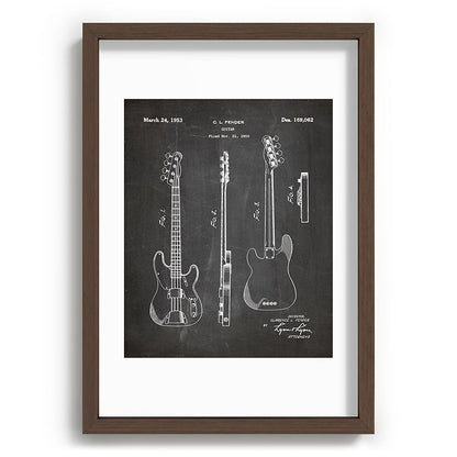 Bass Guitar Patent - Bass Guitarist Art - Black Chalkboard Framed Art Print Gallery Image 89