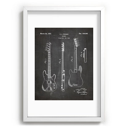 Bass Guitar Patent - Bass Guitarist Art - Black Chalkboard Framed Art Print Gallery Image 105